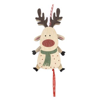 Hanging Wooden Reindeer Decoration 13cm