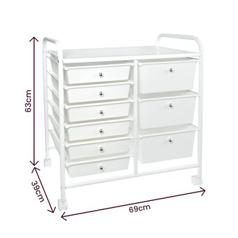 Matte White Rolling Organiser 9 Drawers image number 4