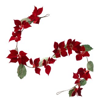 Red Poinsettia Garland 1.8m