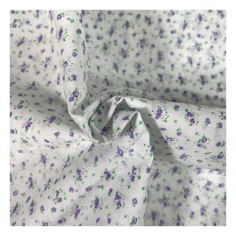 Lilac Floral Polycotton Fabric by the Metre