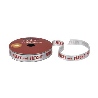 Merry and Bright Printed Ribbon 10mm x 3m