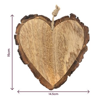 Hanging Wooden Heart Slice 15cm image number 4