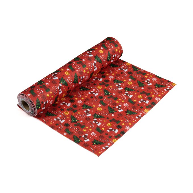 Red Festive Felt Roll 28cm x 2m image number 1