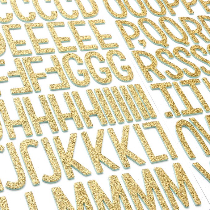 GOLD Sticker Letters Alphabet Numbers Glitter Sticky Stick on Bold Birthday  Card 