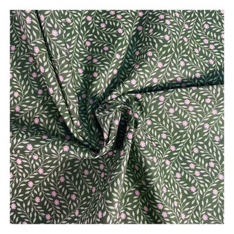 WI Flower Chain Green Cotton Fabric by the Metre