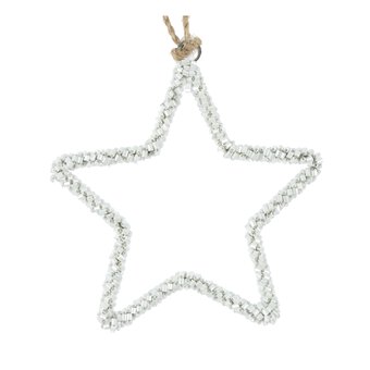 Beaded White Star Decoration 10cm