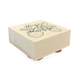 Strawberries Wooden Stamp 5cm x 5cm