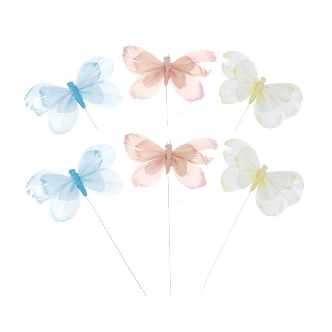 Pastel Butterfly Embellishments 6 Pack image number 1