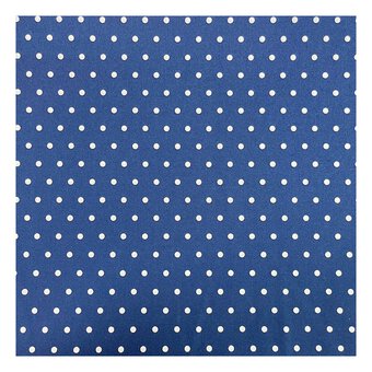 Navy Simple Polka Polycotton Fabric by the Metre