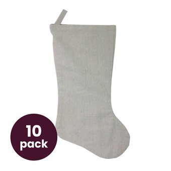 Linen Christmas Stocking 10 Pack Bundle