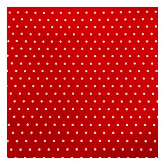 Red Simple Polka Polycotton Fabric by the Metre