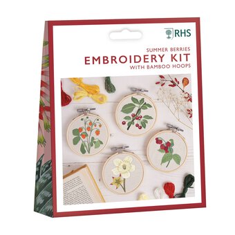 RHS Summer Berries Mini Embroidery Kit 4 Pack 