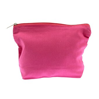 Hot Pink Cotton Zip Pouch 24cm x 17cm