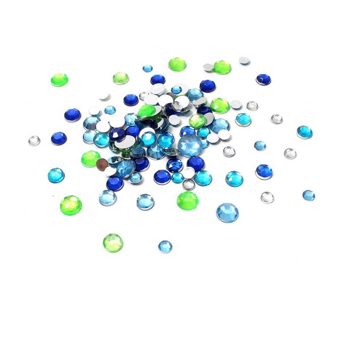 Simply Creative Round Adhesive Gems 90/Pkg - Green, Blue & Yellow
