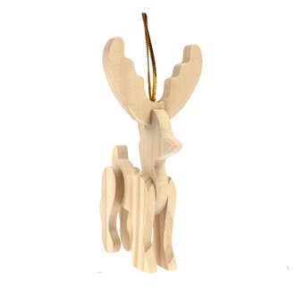 Hanging Wooden 3D Reindeer Decoration 11cm image number 3