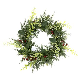 Green Wreath with Red Berries 56cm