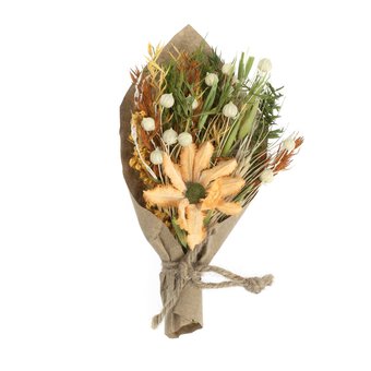 Yellow Natural Dried Buttonhole 14cm