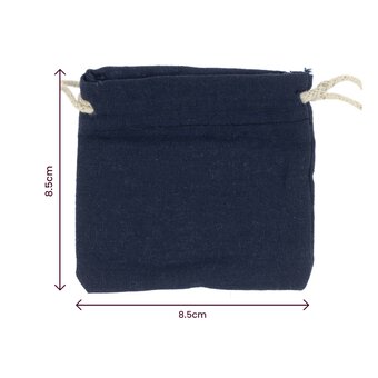Navy Mini Cotton Drawstring Bags 5 Pack  image number 3