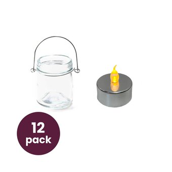 Hanging Votive and LED Tealight 12 Pack Bundle