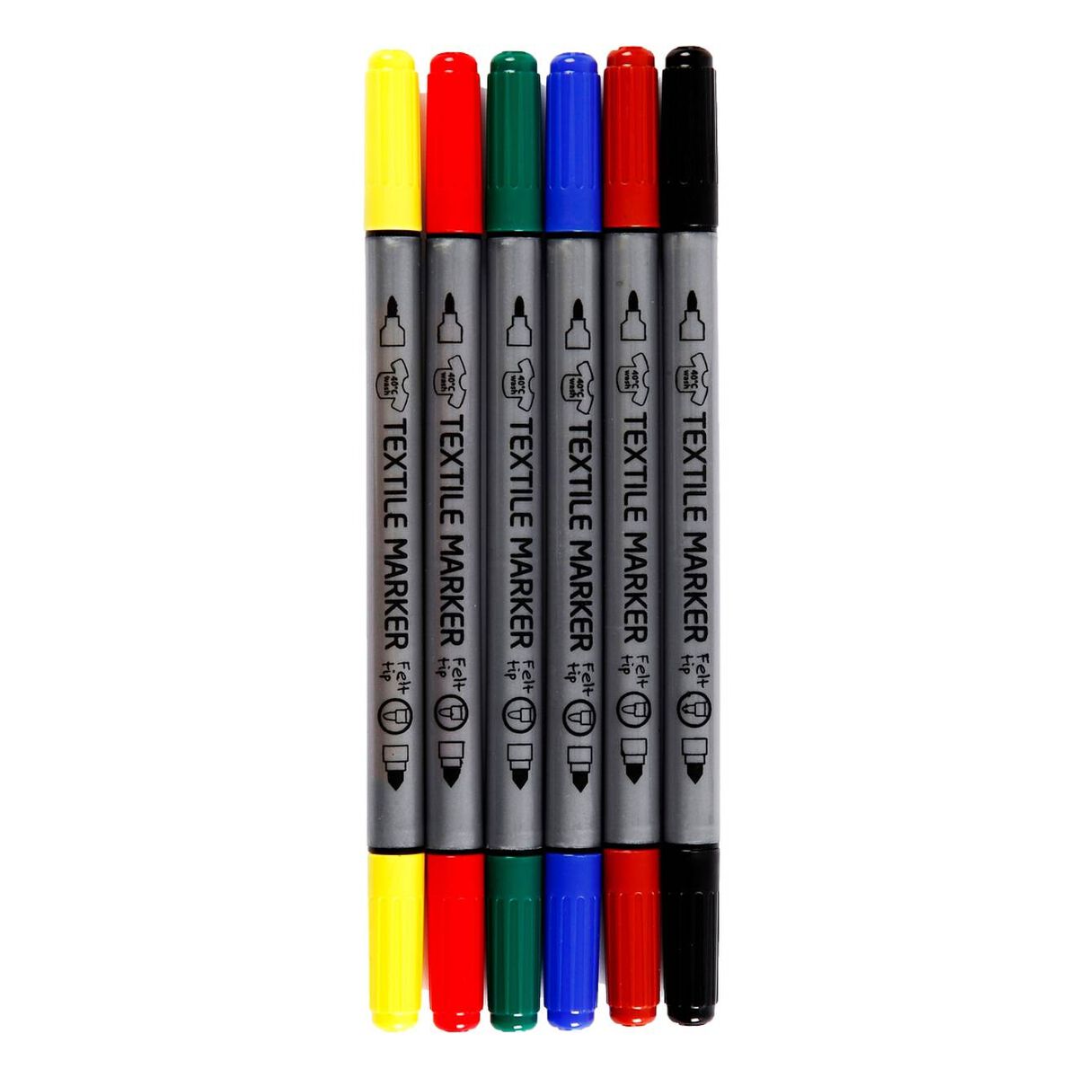 Assorted Double Tip Textile Markers 6 Pack | Hobbycraft
