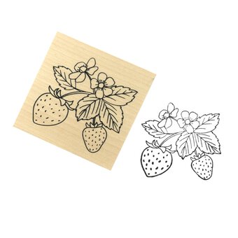 Strawberries Wooden Stamp 5cm x 5cm