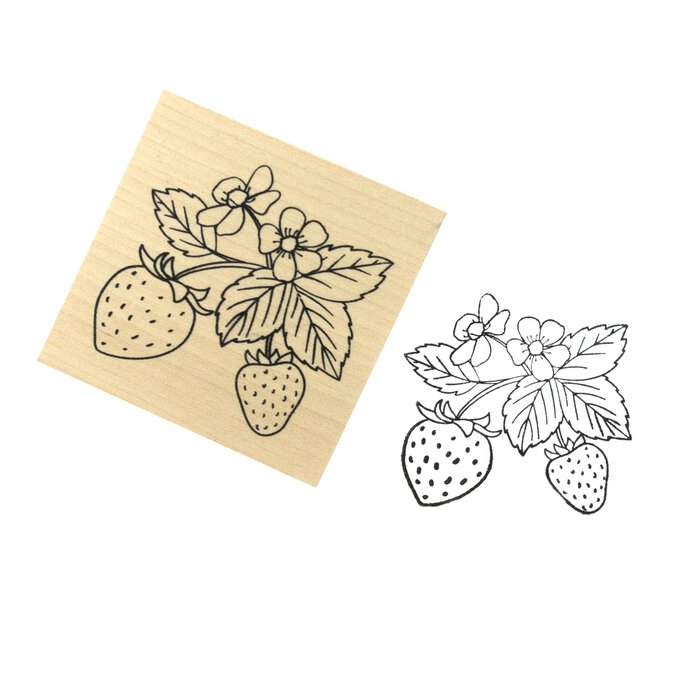 Strawberries Wooden Stamp 5cm x 5cm image number 1