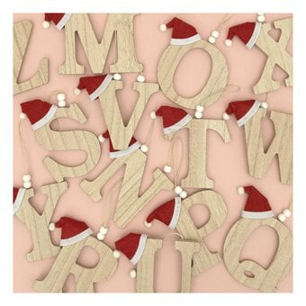 Hanging Wooden Christmas Letter M 9cm