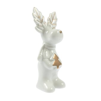 Standing Glazed Ceramic Reindeer Decoration 12cm