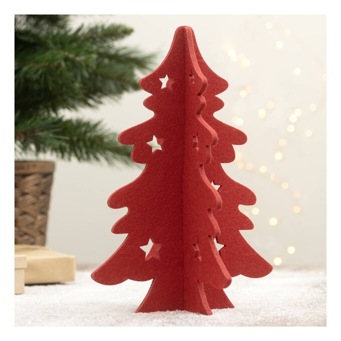 Red 3D Felt Tree 28cm image number 1