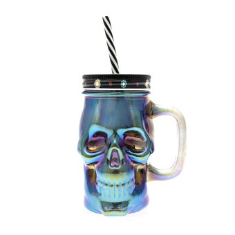 Metallic Skull Drinking Jar