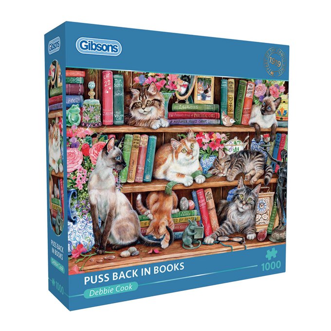 Gibsons Puss Back in Books Jigsaw Puzzle 1000 Pieces image number 1