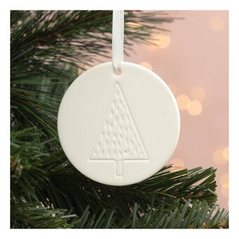 Hanging Ceramic Flat Bauble Tree Decoration 6cm