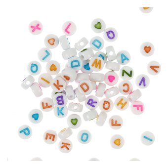 50g Acrylic Multicolor Square Alphabet Beads (with Solid-colored