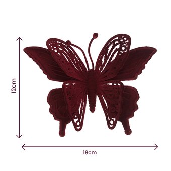 Burgundy Velvet Butterfly Clip 18cm image number 5