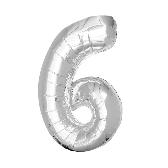 Extra Large Silver Foil Number 6 Balloon image number 1