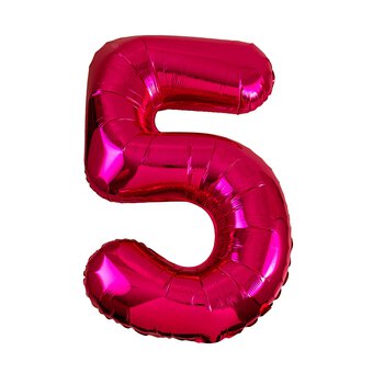 Extra Large Pink Foil Number 5 Balloon