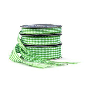 Lime Gingham Ribbon 6mm x 5m image number 3