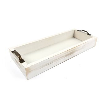 White Wooden Rectangular Tray 30cm x 12cm x 5cm