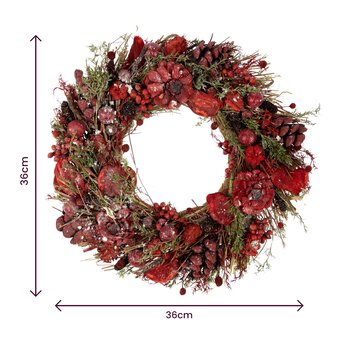 Red Dried Floral Wreath 36cm image number 4