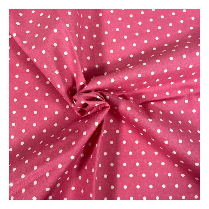 Fuchsia Simple Polka Polycotton Fabric by the Metre image number 1