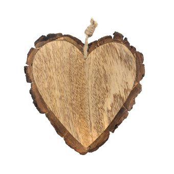 Hanging Wooden Heart Slice 15cm
