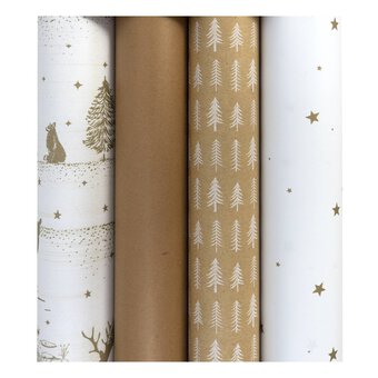 Assorted Christmas Paper Roll 70cm x 2m 4 Pack