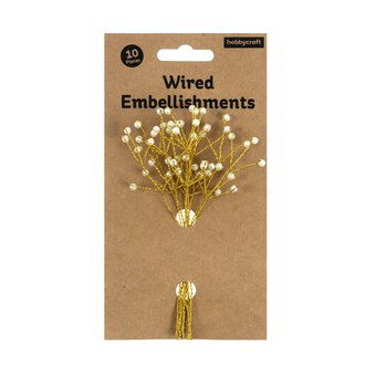 Gold Pearl Branch Wired Embellishments 10 Pack image number 5