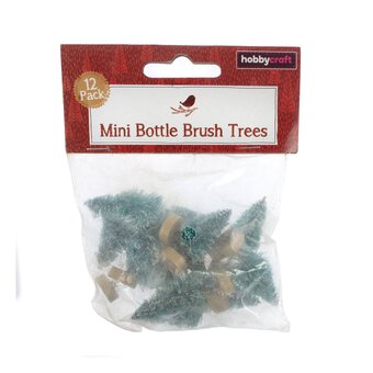 Frosted Green Bottle Brush Christmas Tree 12 Pack image number 4