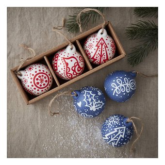 Mini Ceramic Baubles with Jute 3 Pack