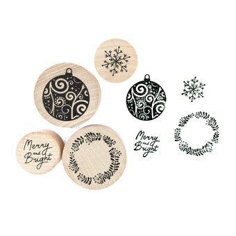 Round Wooden Christmas Stamps 4 Pack