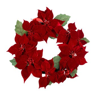 Red Poinsettia Wreath 51cm