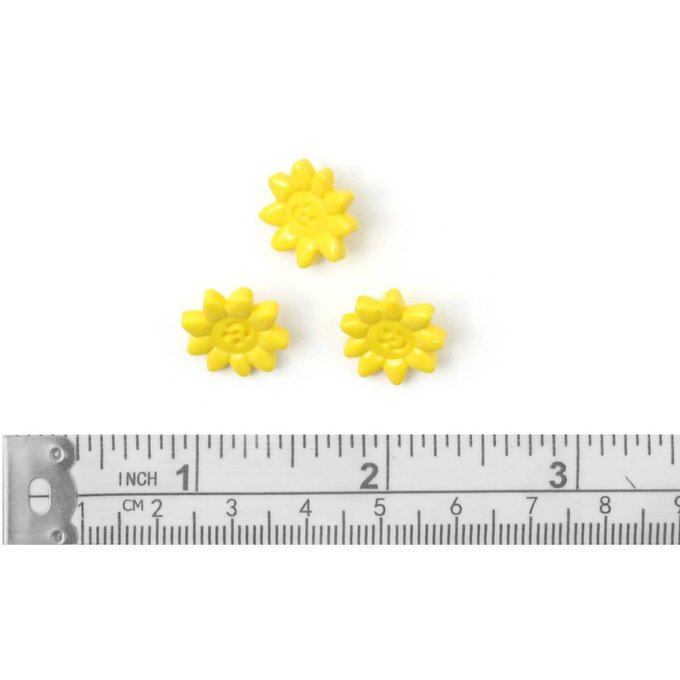 3/8 Yellow Flower Buttons