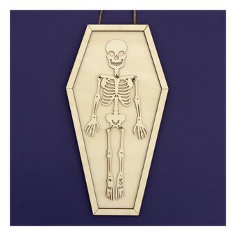 Hanging Wooden Skeleton Coffin Decoration 30cm image number 3