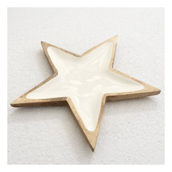 White Wooden Enamel Star Tray 34cm